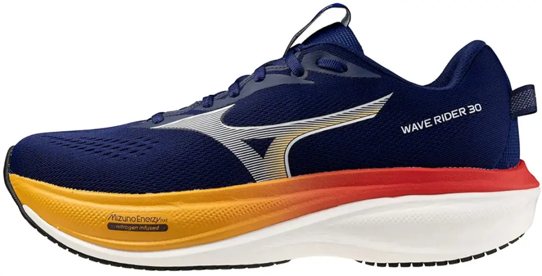 Mizuno Wave Rider 30 Heren Hardloopschoenen 45 - Donkerblauw/Paars/Oranje
