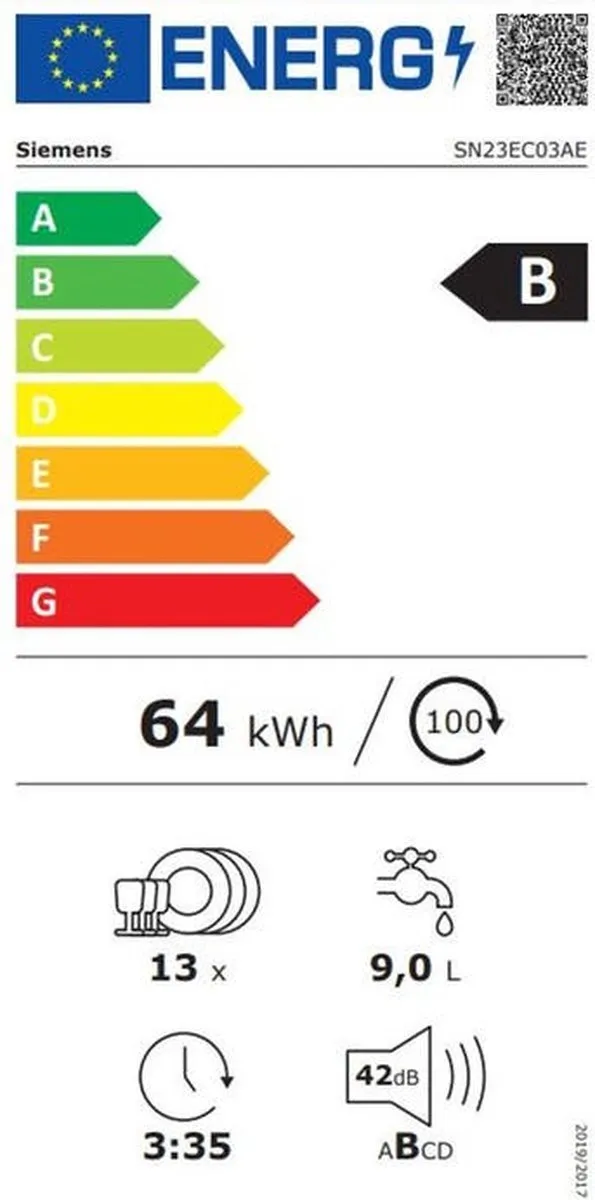 Siemens iQ300 SN23EC03AE Vaatwasser 13 Couverts - Zwart