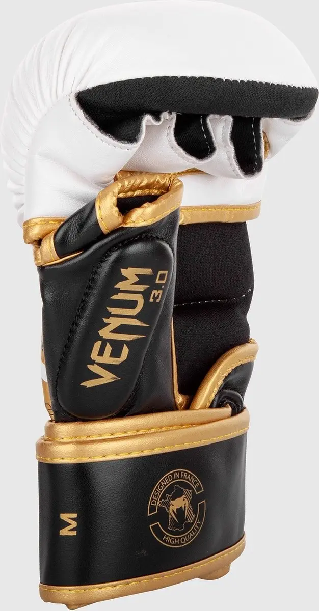 Venum Challenger 3.0 MMA Handschoenen 8 oz - Wit/Zwart/Goud - afbeelding 6 van 6