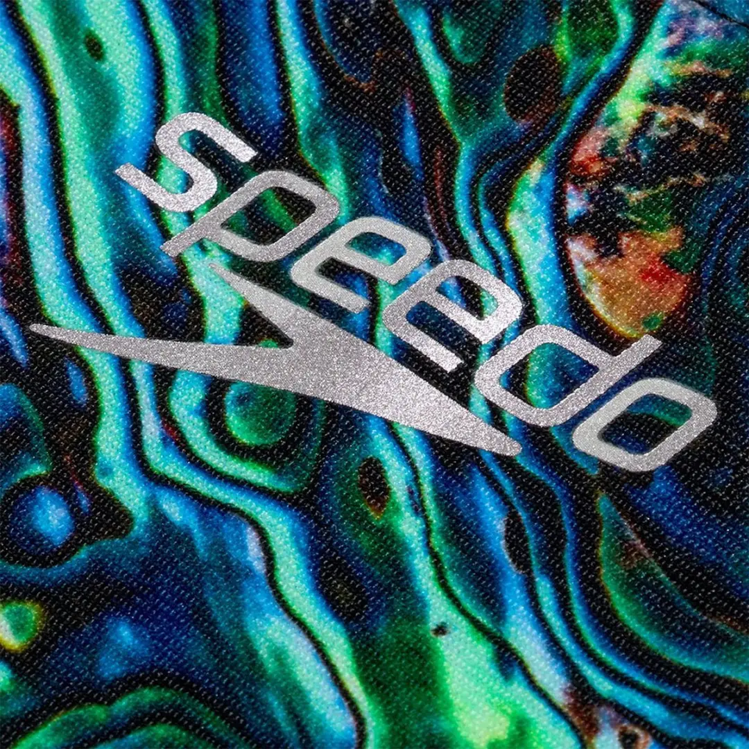 Speedo Womens Placement Digital Powerback - Maat 42 - Marine Blauw/ Groen Glow
