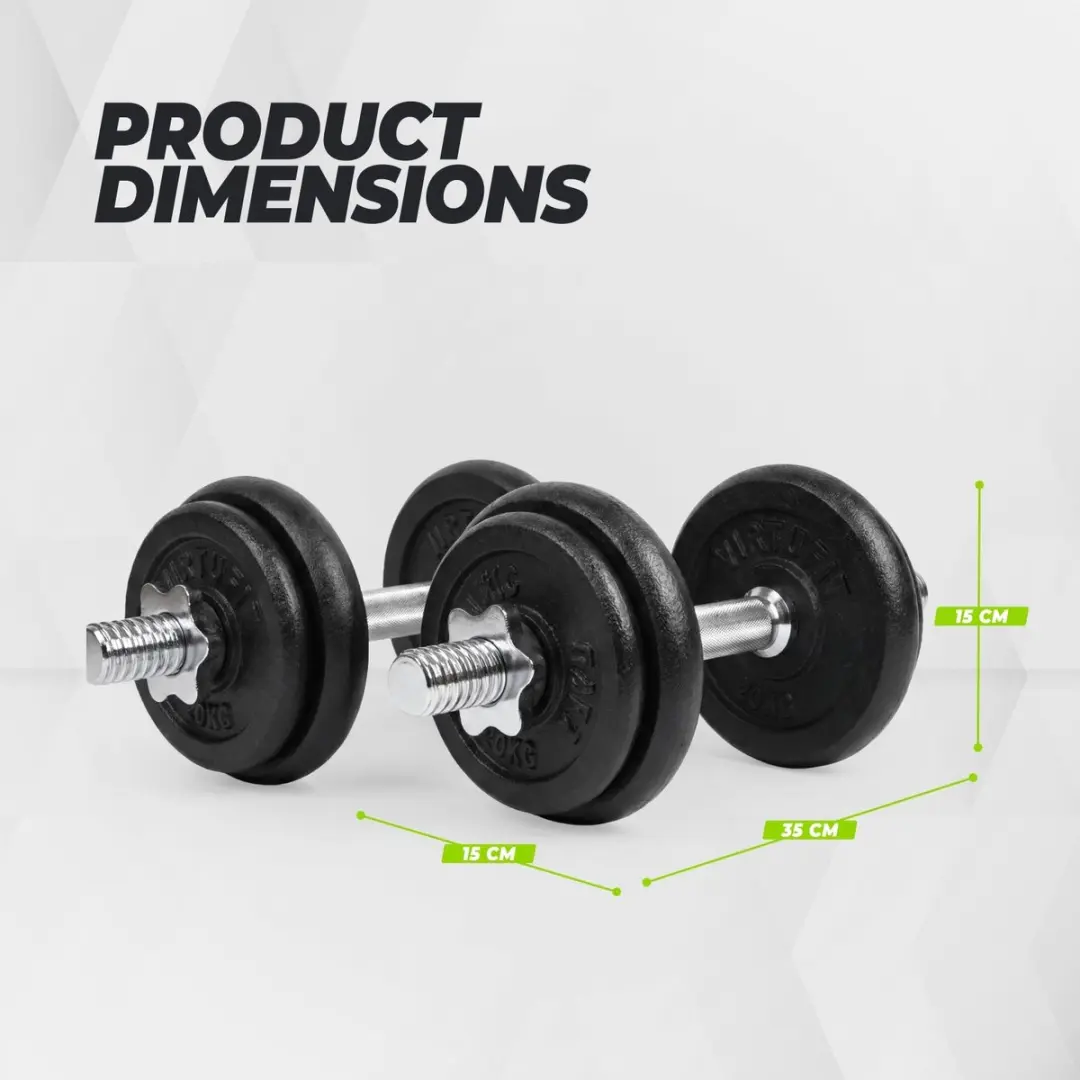 Virtufit Verstelbare Dumbbellset 20kg - 2x10kg - Gietijzer
