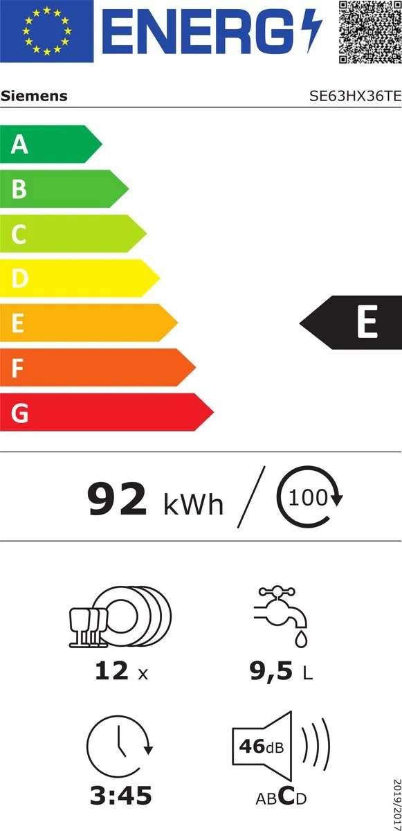 Siemens iQ300 SE63HX36TE Inbouw Vaatwasser 12 Couverts - Grijs