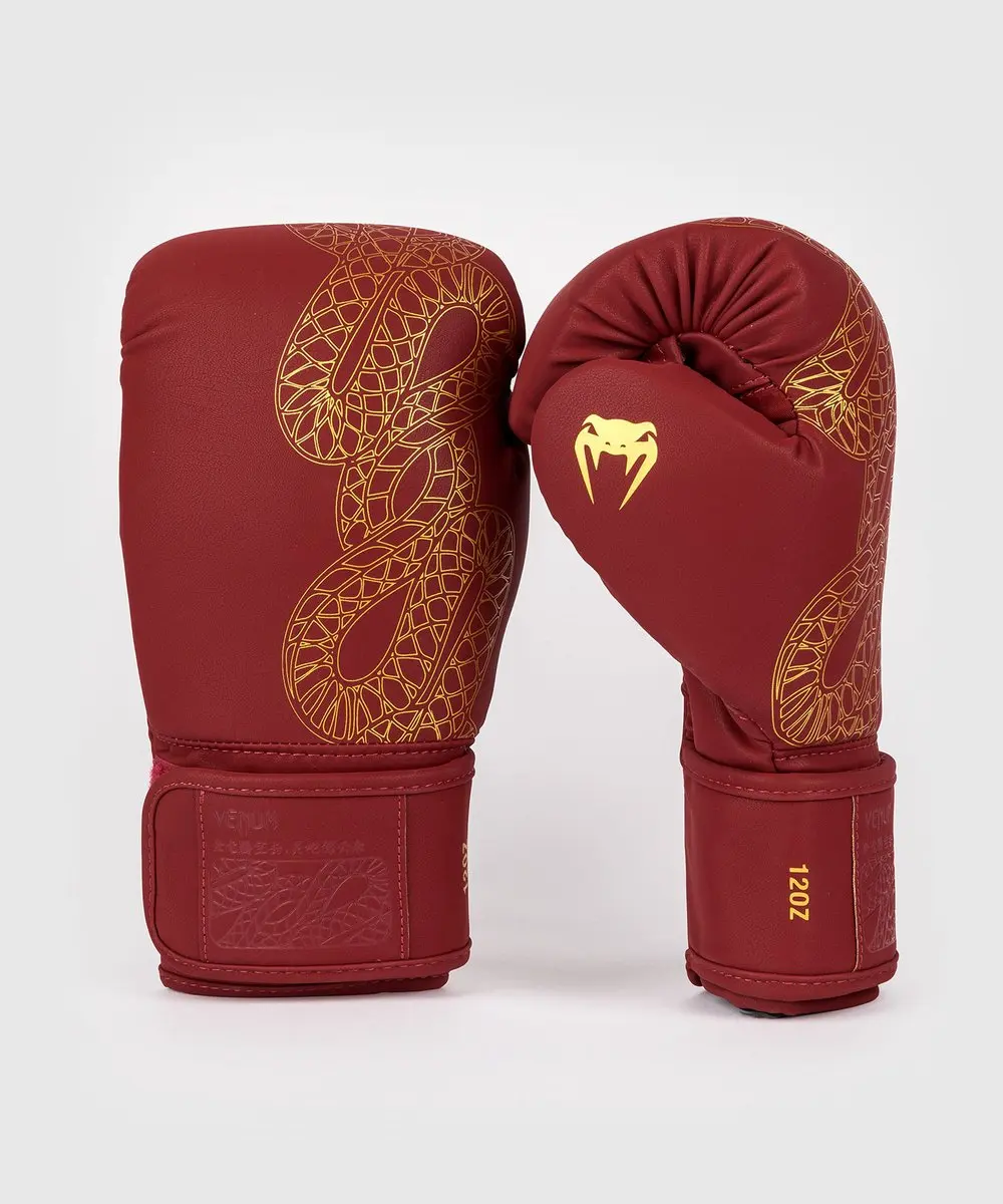 Venum Serpenti Bokshandschoenen 14 OZ - Bordeaux Rood/Goud