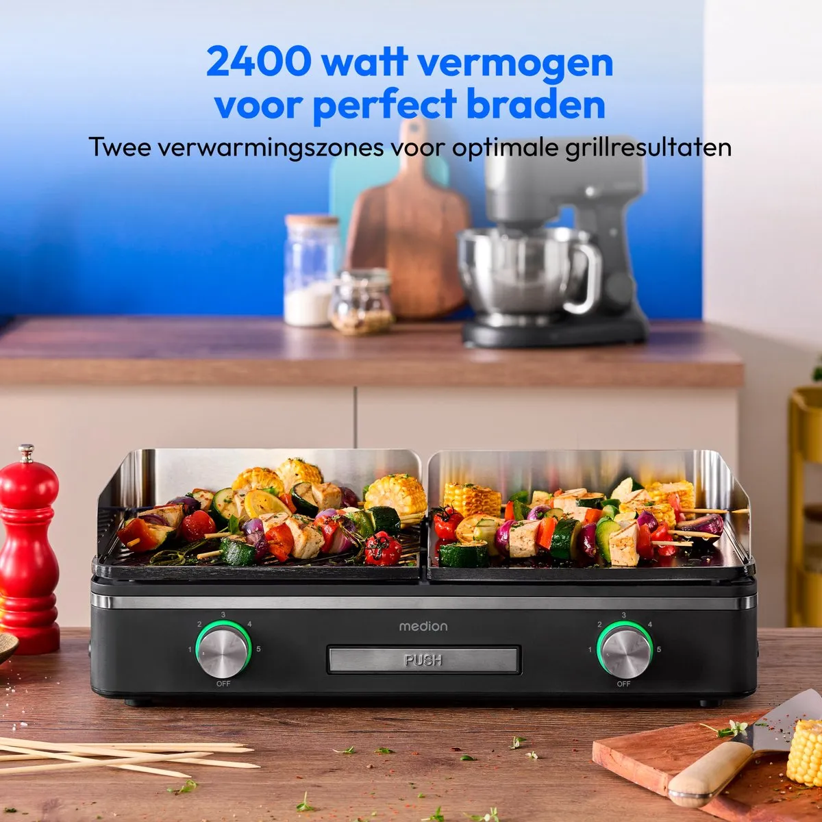 Medion MD12027 Tafelgrill - 2400W - Dual-zone - Zwart - afbeelding 6 van 6
