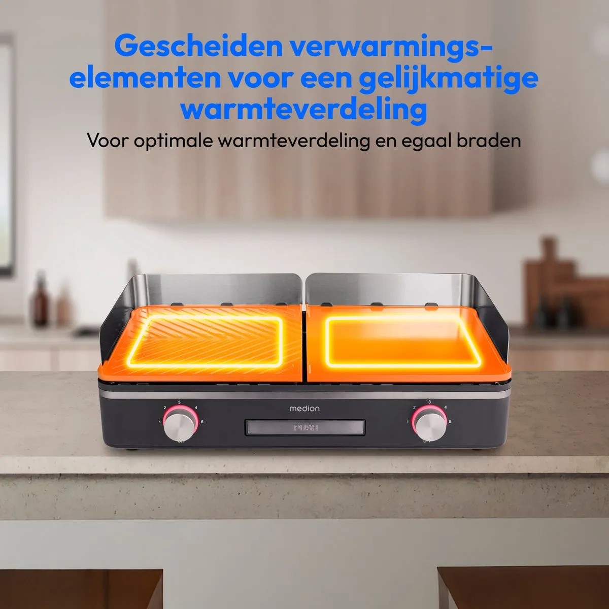 Medion MD12027 Tafelgrill - 2400W - Dual-zone - Zwart