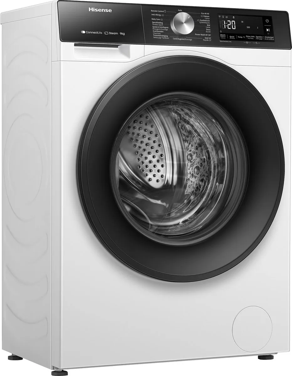 Hisense 3S Serie WF3S9043BW3/BLX Wasmachine 9kg - Wit/Zwart