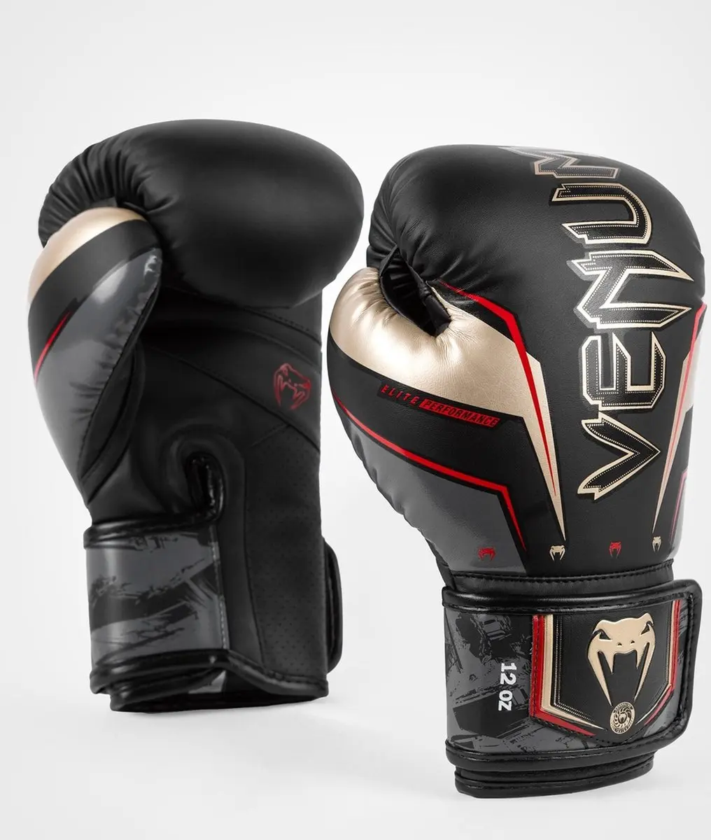 Venum Elite Evo Bokshandschoenen 16 oz - Zwart/Goud/Rood