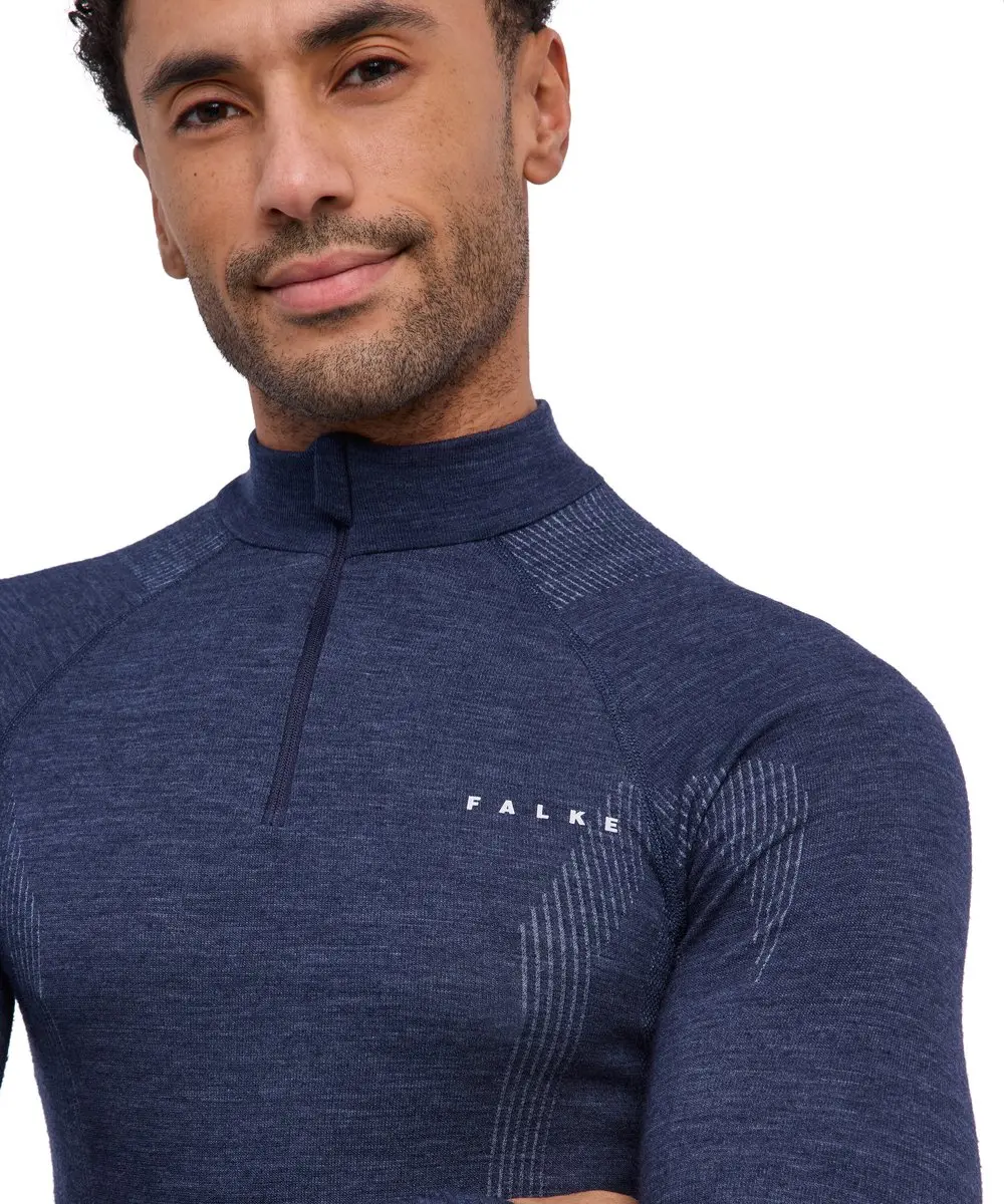 Falke Wool-Tech Zip Neck Shirt - XL - Blauw