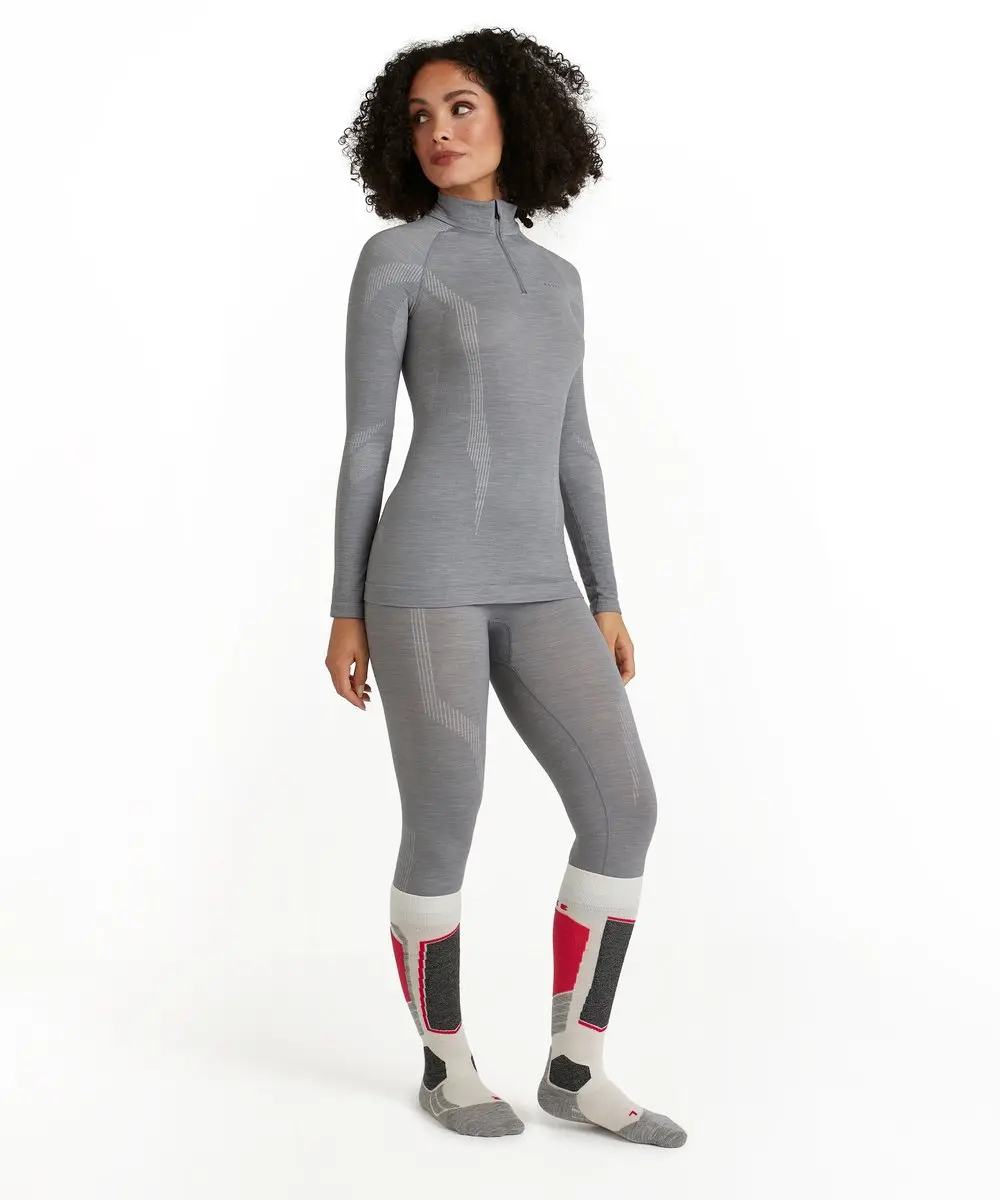 Falke Wool-Tech Zip Neck Dames Shirt - Grijs - Maat L - afbeelding 6 van 6