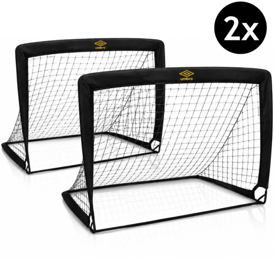 Umbro Pop-Up Voetbaldoel Set 2x - 120x90cm - Zwart