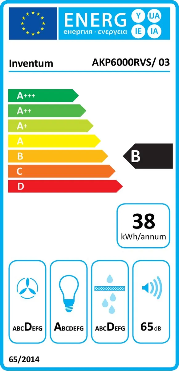 Inventum AKP6000RVS wandschouw afzuigkap 60 cm - Afzuigcapaciteit 435 m3/h - Geschikt voor grote keuken - 3 standen - Ledspots - Luchtafvoer en recirculatie - RVS