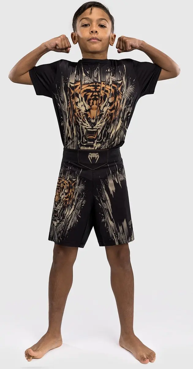 Venum Tiger Kids Fight Shorts 140 - Zwart Neon Oranje