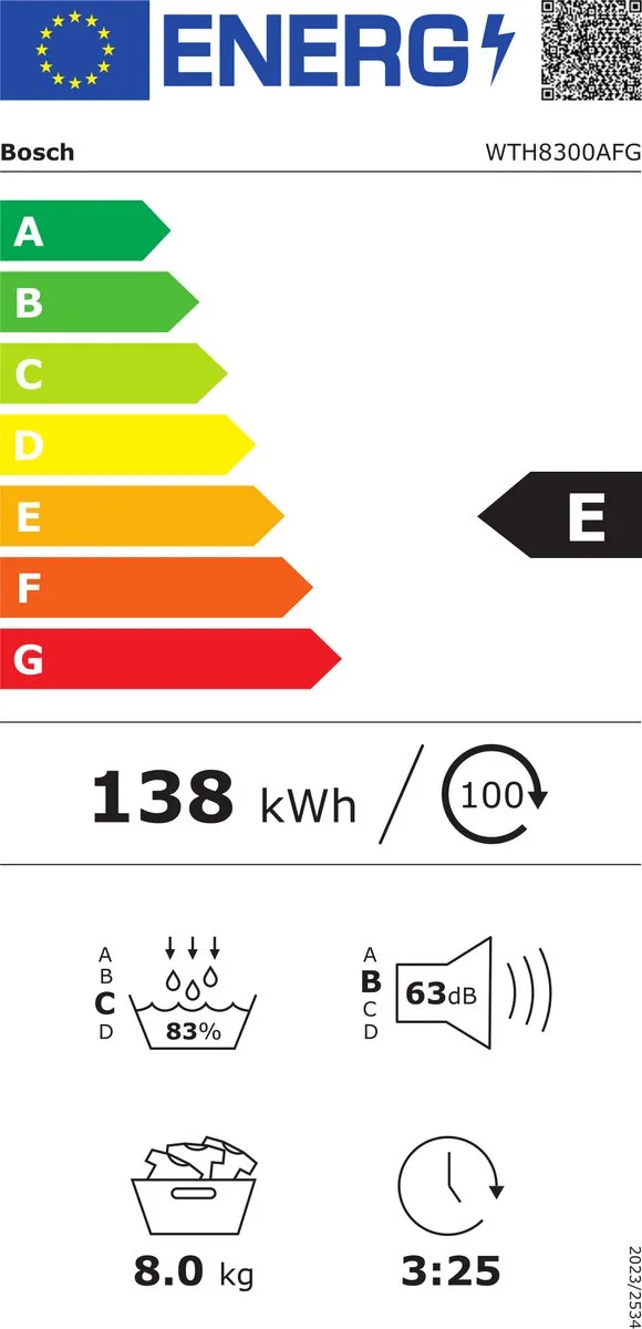 Bosch WTH8300AFG Warmtepompdroger 8 kg - Wit