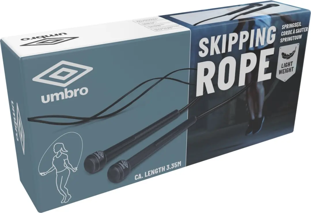 Umbro Sports Professioneel Springtouw 3.35m - Zwart & Grijs