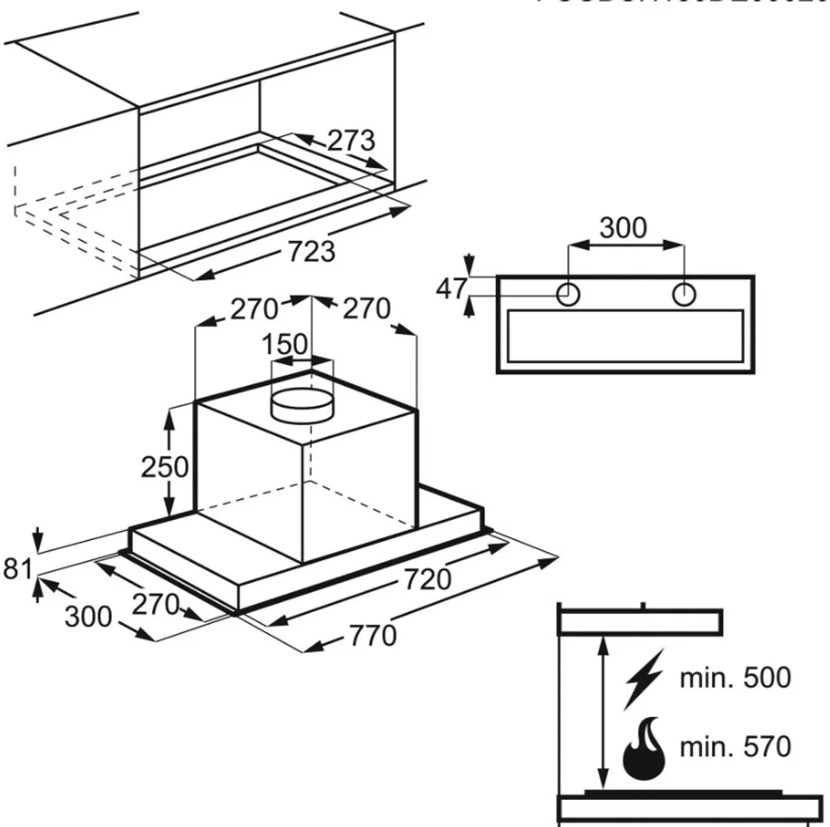 AEG DGE5861HM Onderbouw Afzuigkap - 700 m³/u - RVS