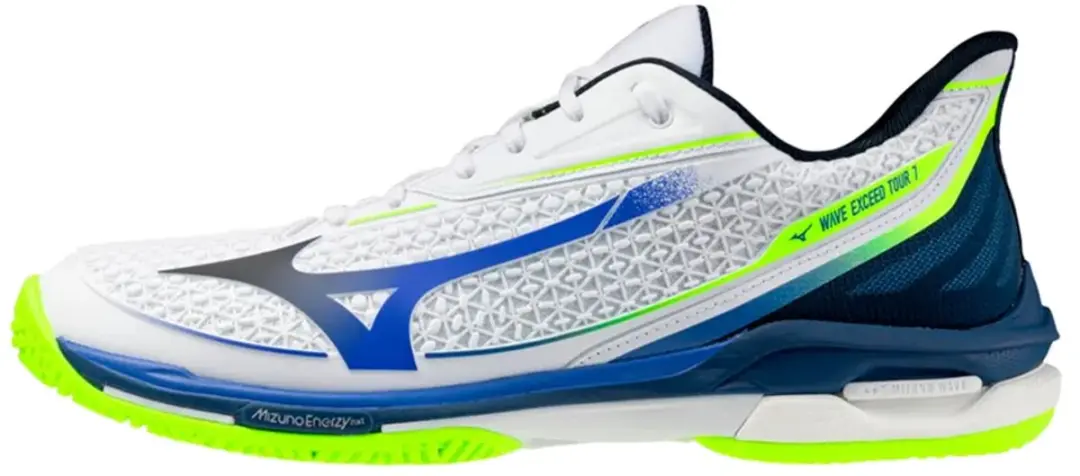 Mizuno Wave Exceed Tour 7 AC Allcourt Schoenen - 44 - Wit/Dazzling Blue/Lightning Yellow