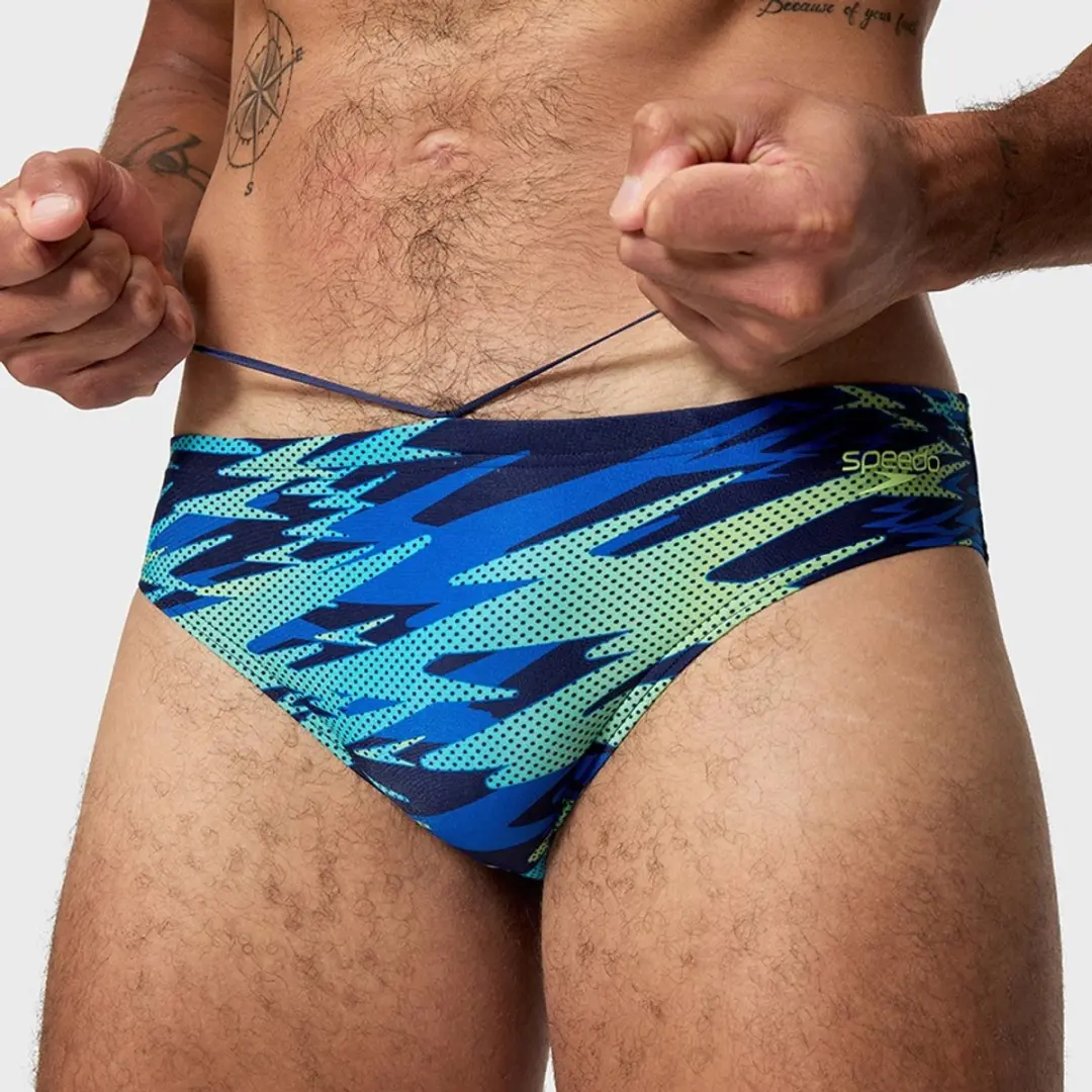Speedo Hyperboom Heren Zwemslip - XL - Blauw & Groen