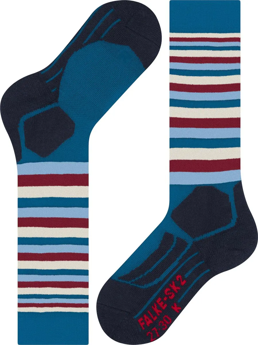 Falke SK2 Stripes Skisokken Kinderen - Turkoois - Maat 31-34