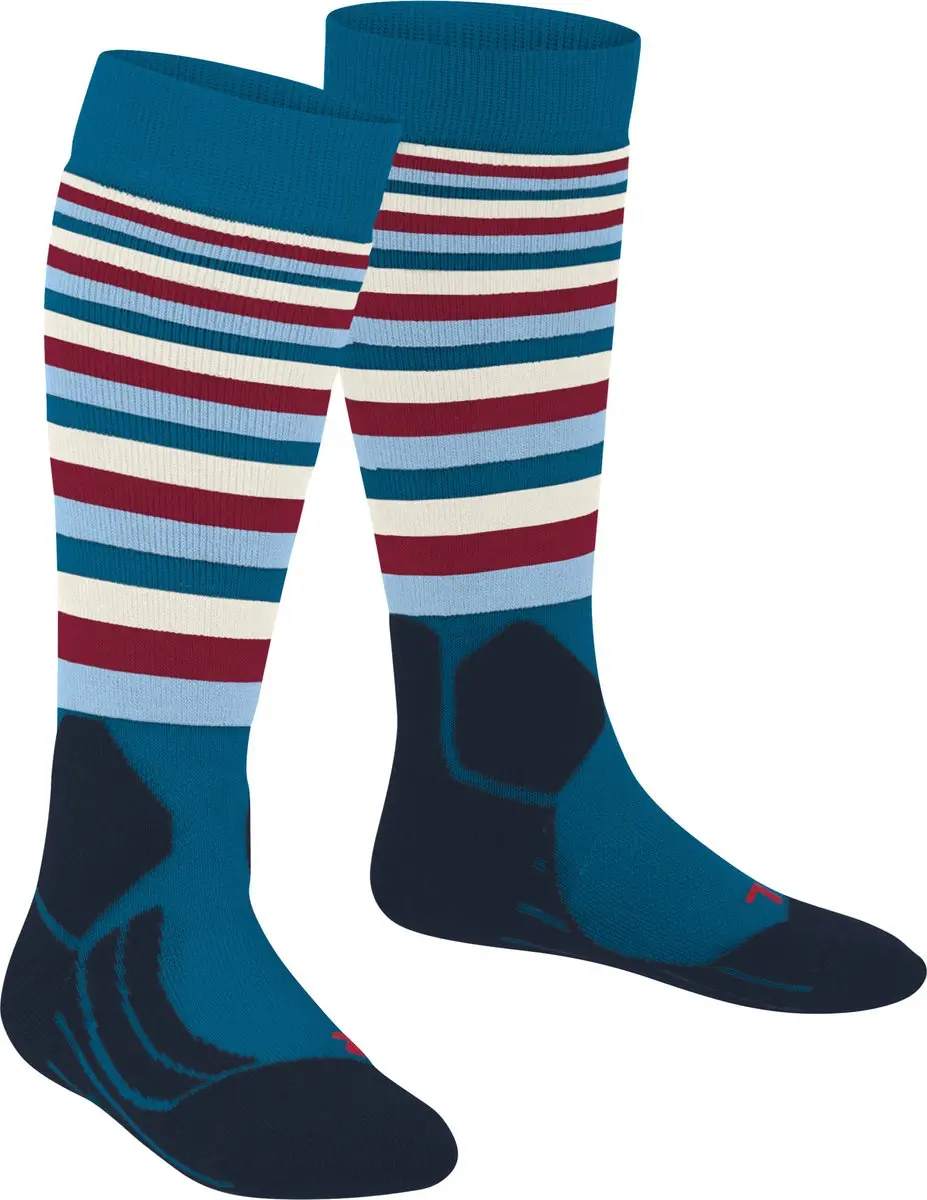 Falke SK2 Stripes Skisokken Kinderen - Turkoois - Maat 31-34