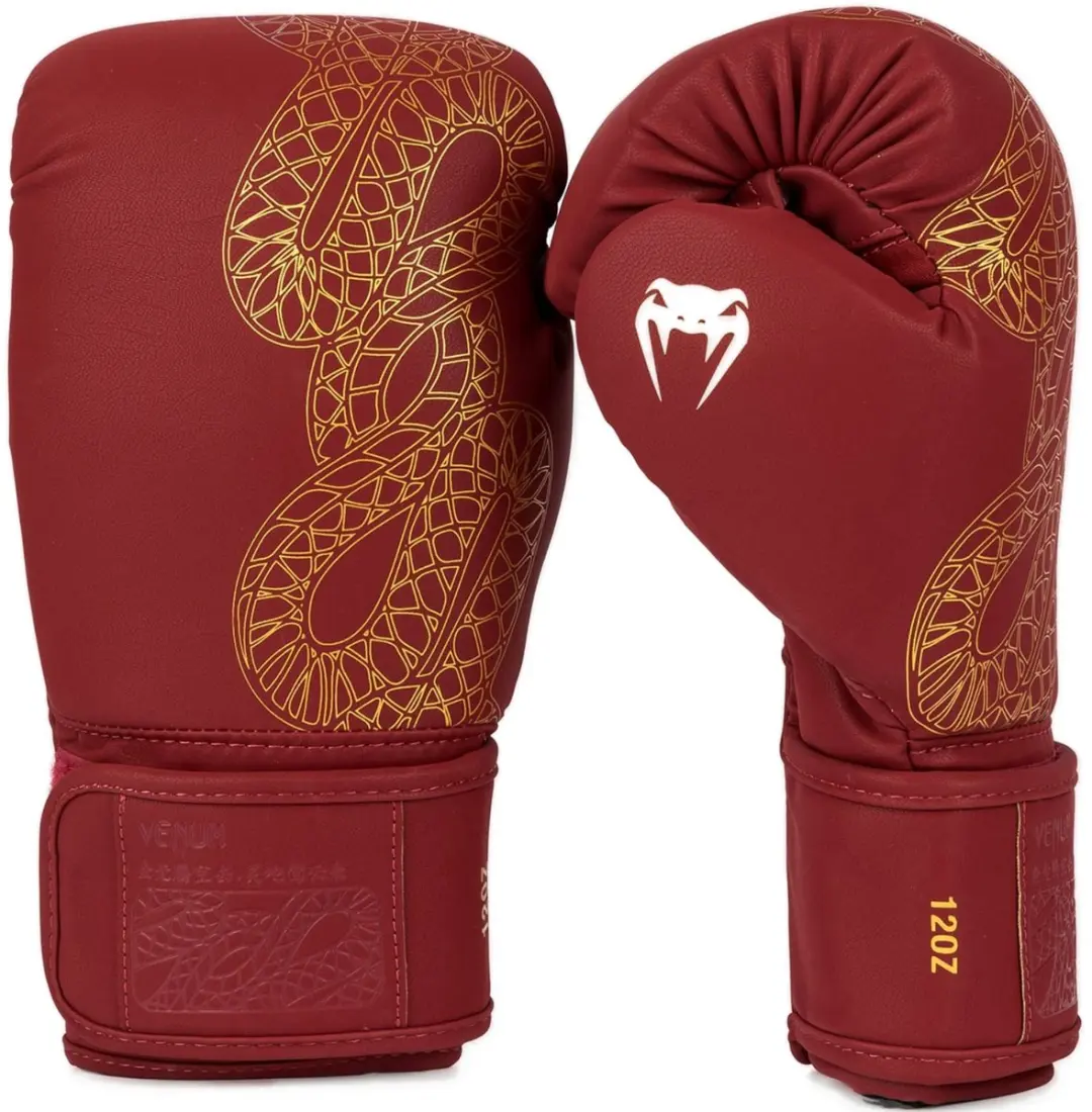 Venum Serpenti Bokshandschoenen 12 oz - Bordeaux Rood/Goud - afbeelding 6 van 6
