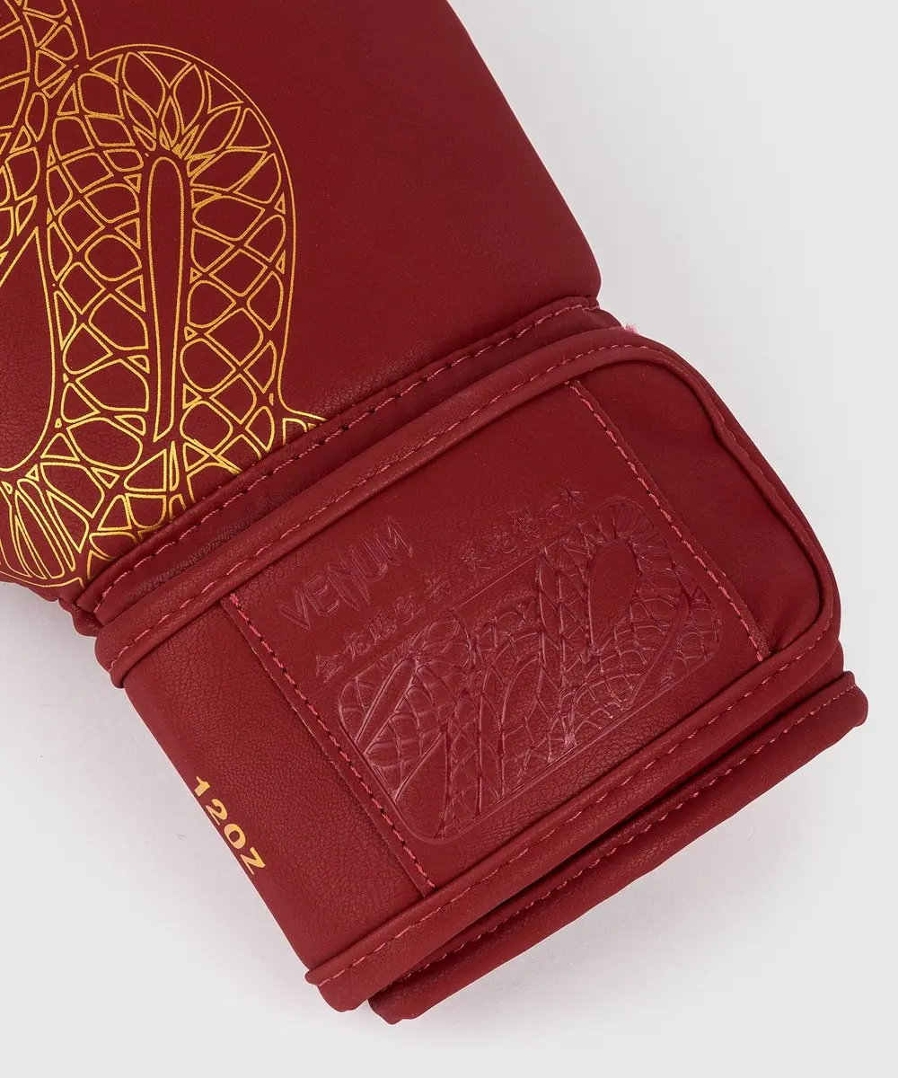 Venum Serpenti Bokshandschoenen 12 oz - Bordeaux Rood/Goud