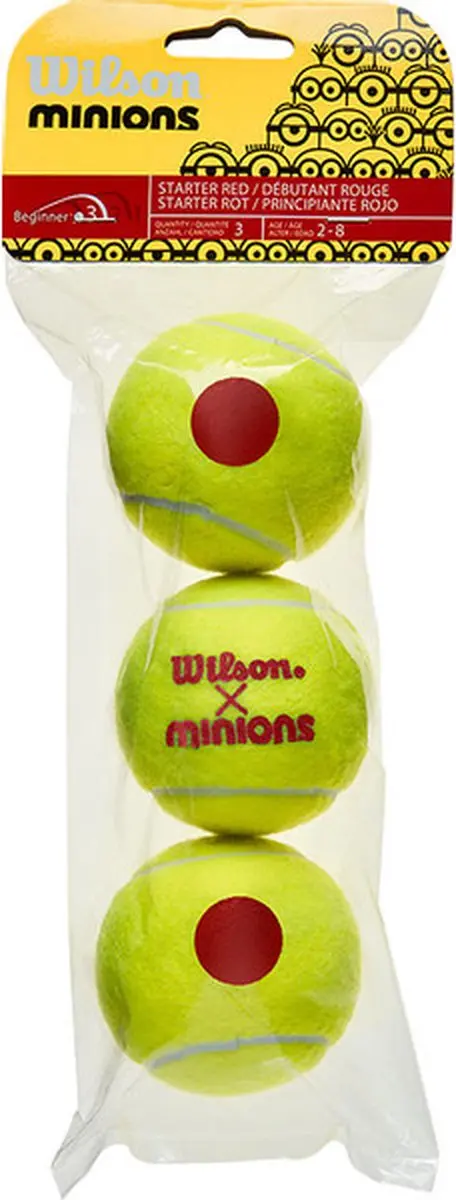 Wilson Minions Stage 3 Tennisballen - 3 Stuks - Rood