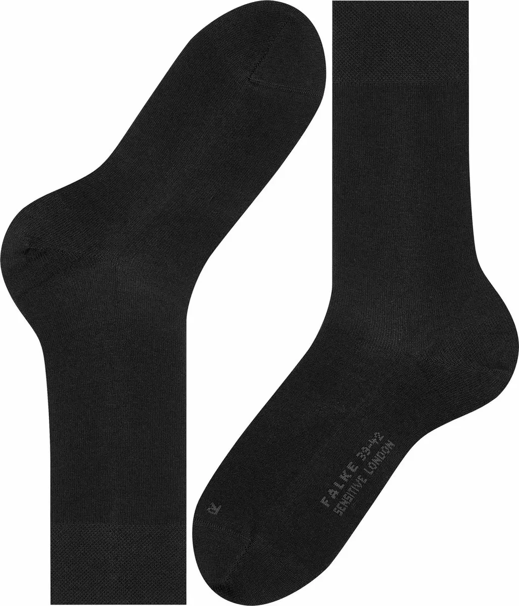 Falke Sensitive London Herensokken - Zwart - Maat 47-50