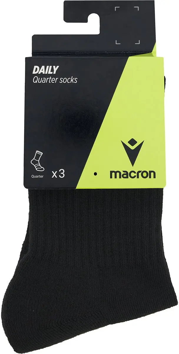 Macron Daily 3 Paar Sportsokken 35/38 - Zwart