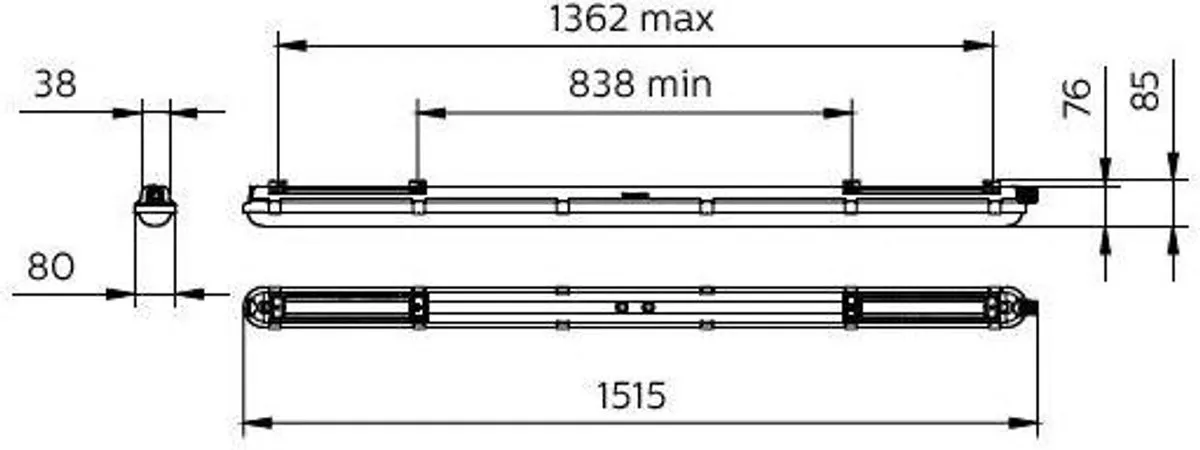 Philips Coreline LED Waterdichte Montagebalk 62W 10000lm - 150cm - Koel Wit - afbeelding 2 van 5