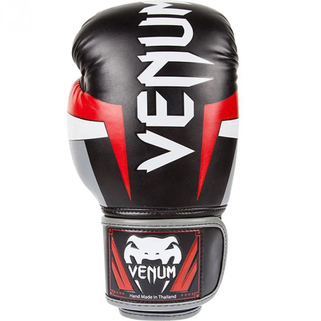 Venum Elite Bokshandschoenen 10 OZ - Zwart/Rood/Grijs