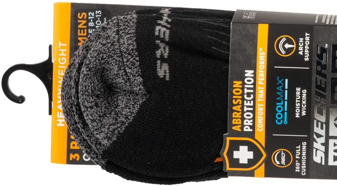 Skechers Work Qtr Sokken 3 Paar - Zwart