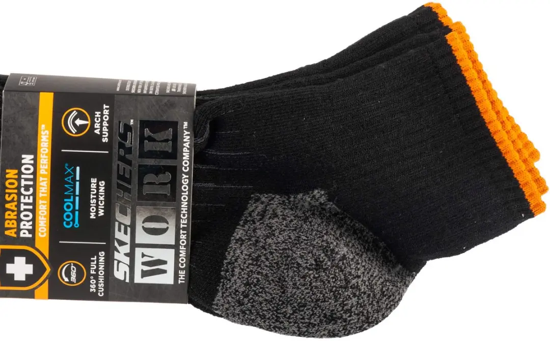Skechers Work Qtr Sokken 3 Paar - Zwart