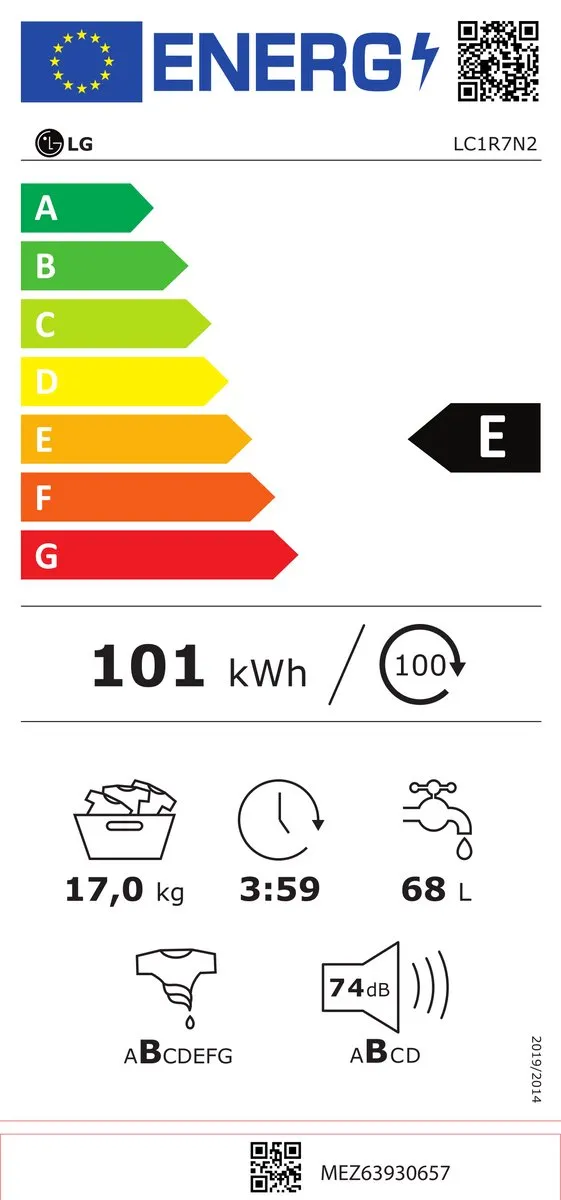 LG LC1R7N2 Wasmachine 17kg - Wit