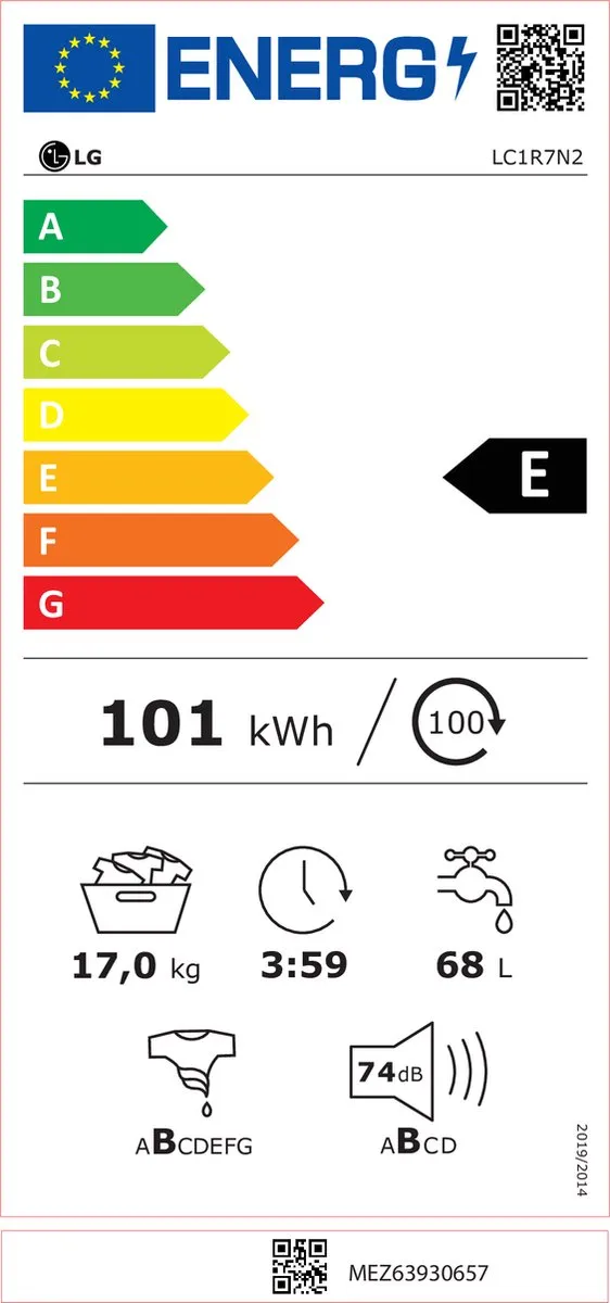 LG LC1R7N2 Wasmachine 17kg - Wit