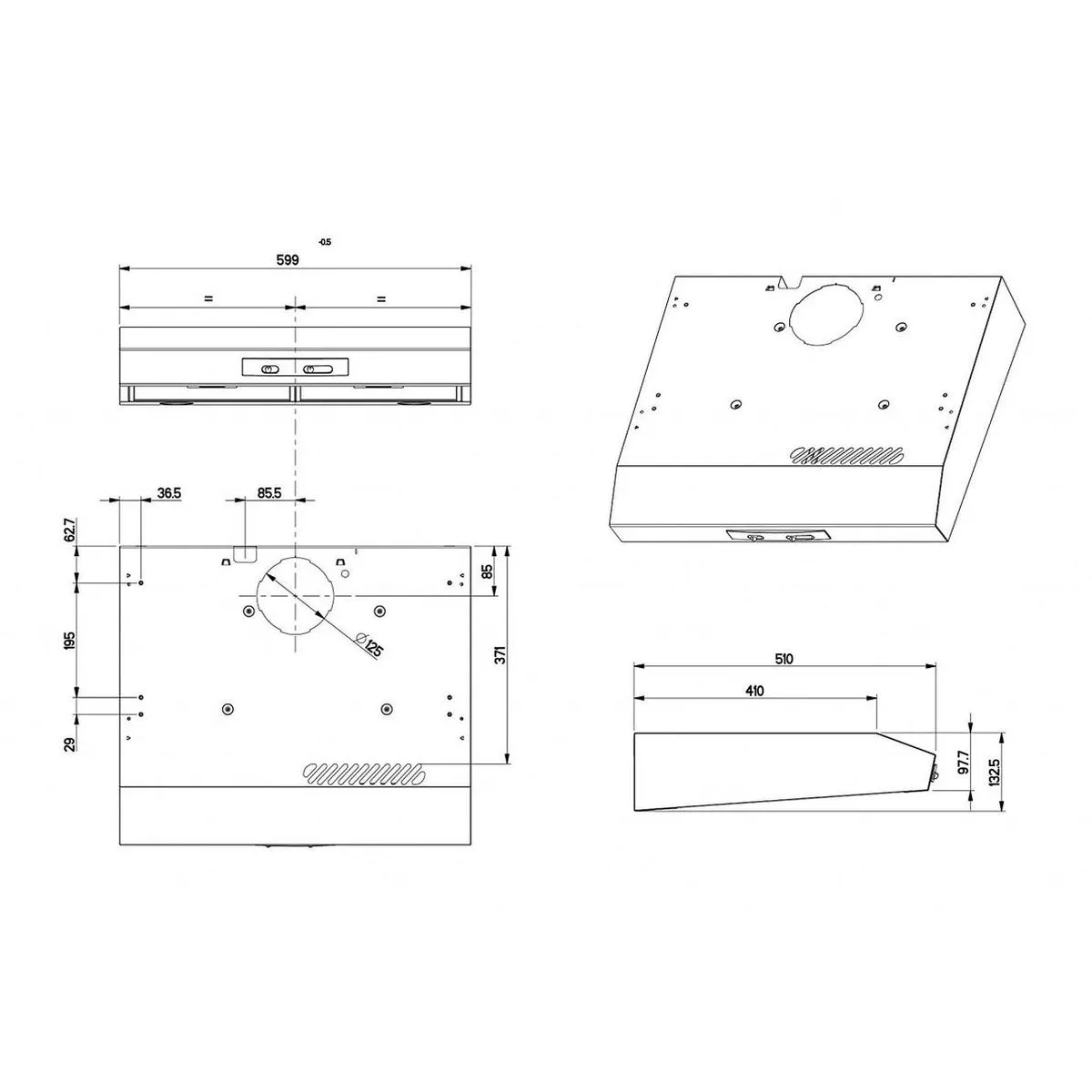 Beko HNS61210XH Afzuigkap - 272 m³/u Roestvrijstaal