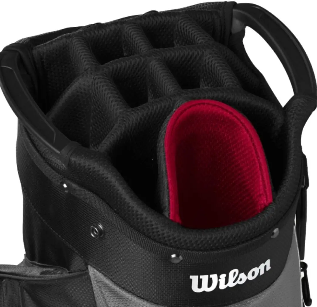 Wilson Feather Cartbag 2026 - 10 Vakken - Zwart/Grijs/Rood