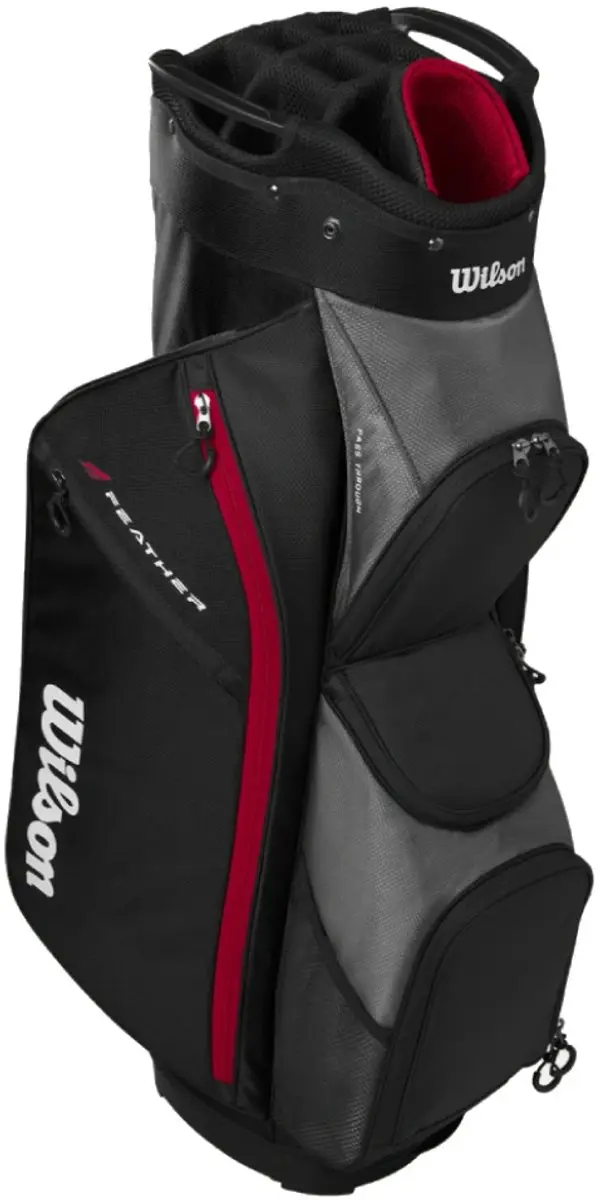 Wilson Feather Cartbag 2026 - 10 Vakken - Zwart/Grijs/Rood