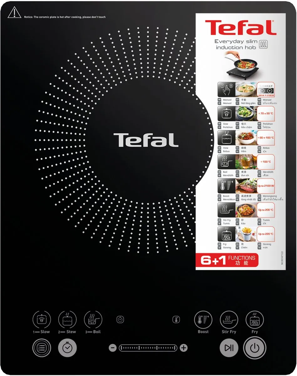 Tefal Everyday Slim IH2108 Inductiekookplaat 2100W - Zwart