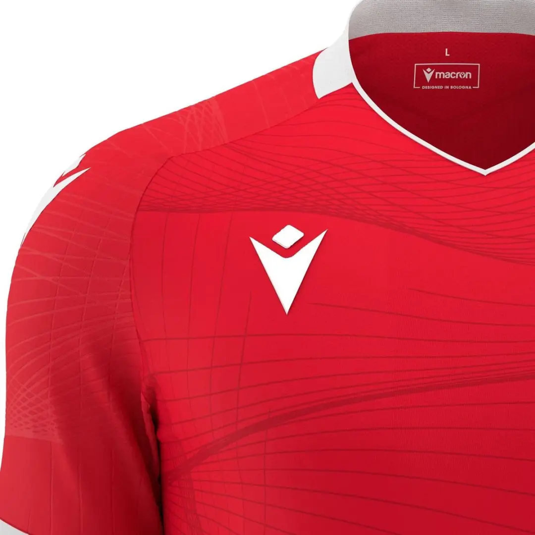 Macron Wyvern Eco Shirt Korte Mouw Heren - L - Rood/Wit