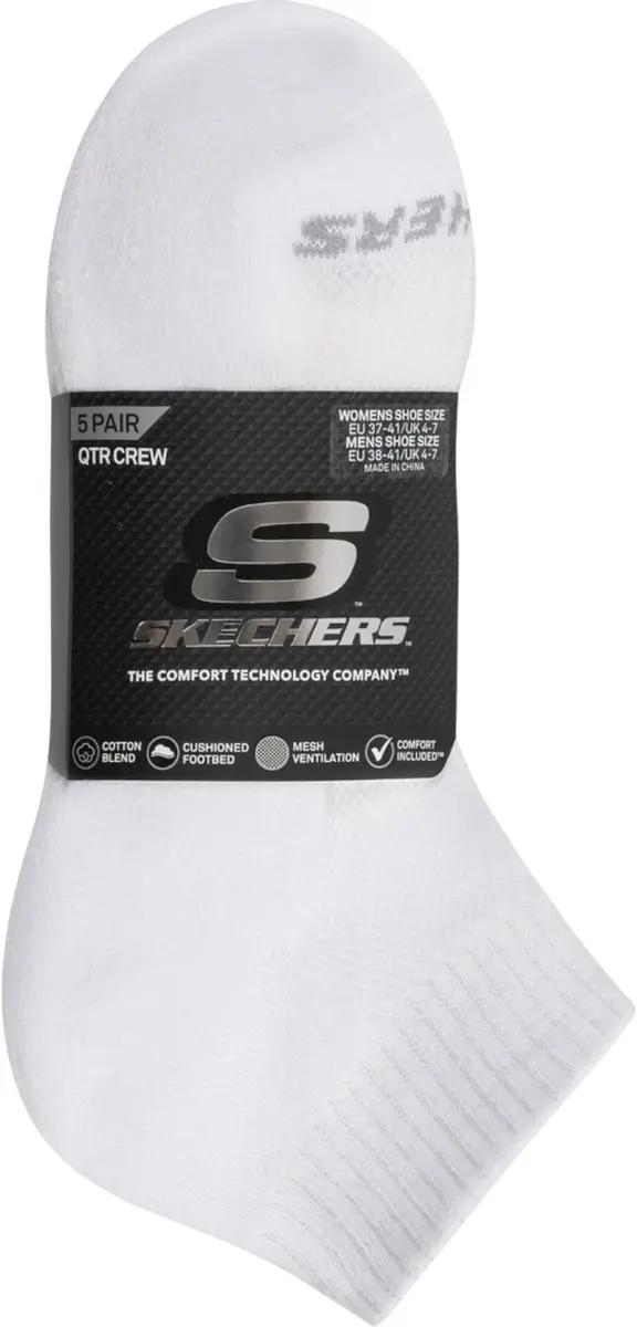 Skechers Unisex Sokken 5pk Wit - 39-42