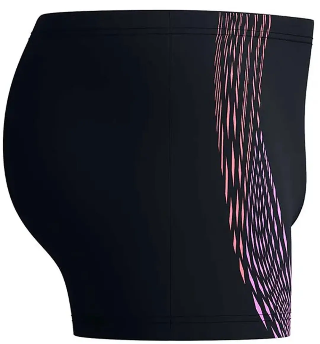 Speedo Duo Logo Print Zwemboxer - UK 38 - Zwart/Coraal Sands/Neon Violet