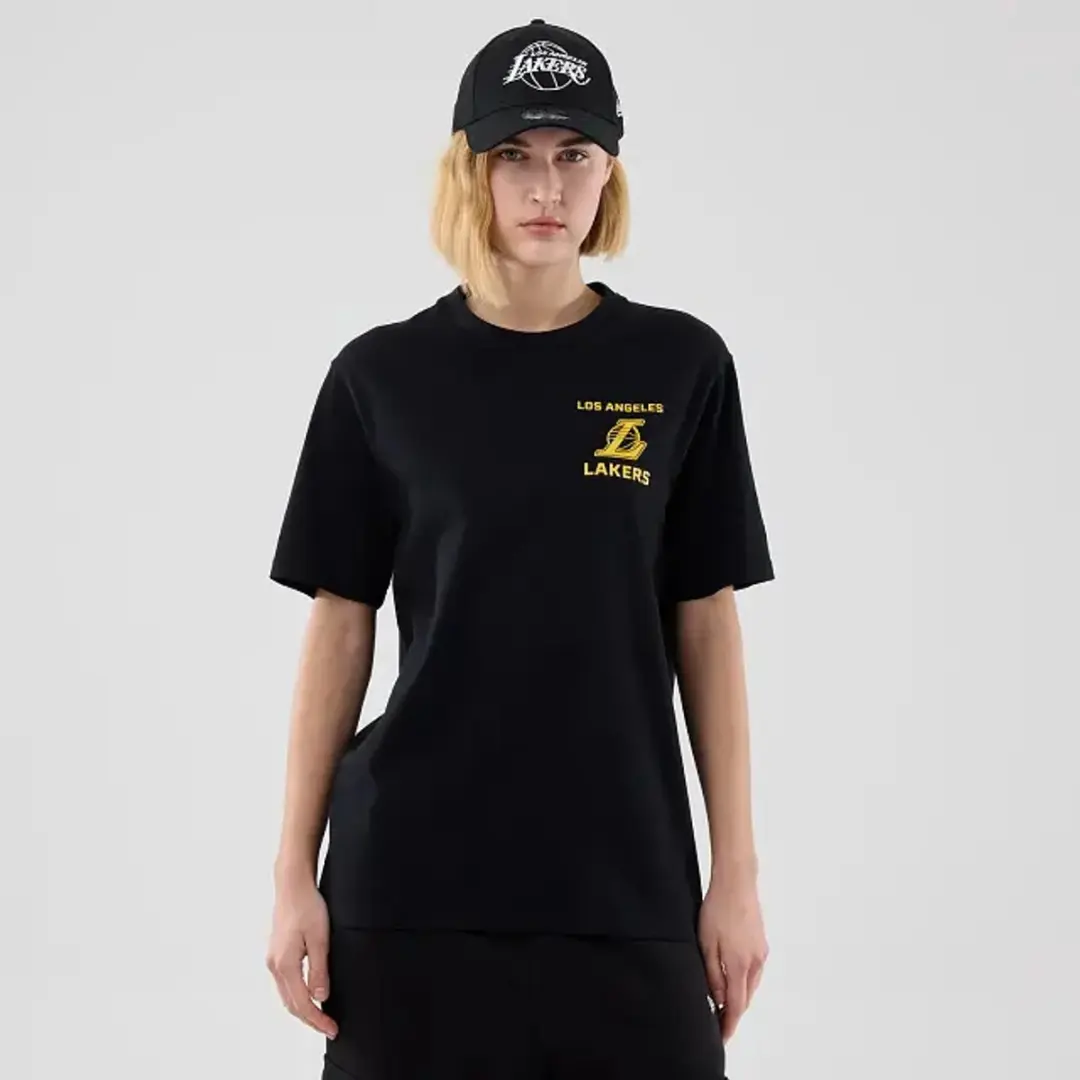 New Era Los Angeles Lakers NBA Court Graphic T-shirt M - Zwart