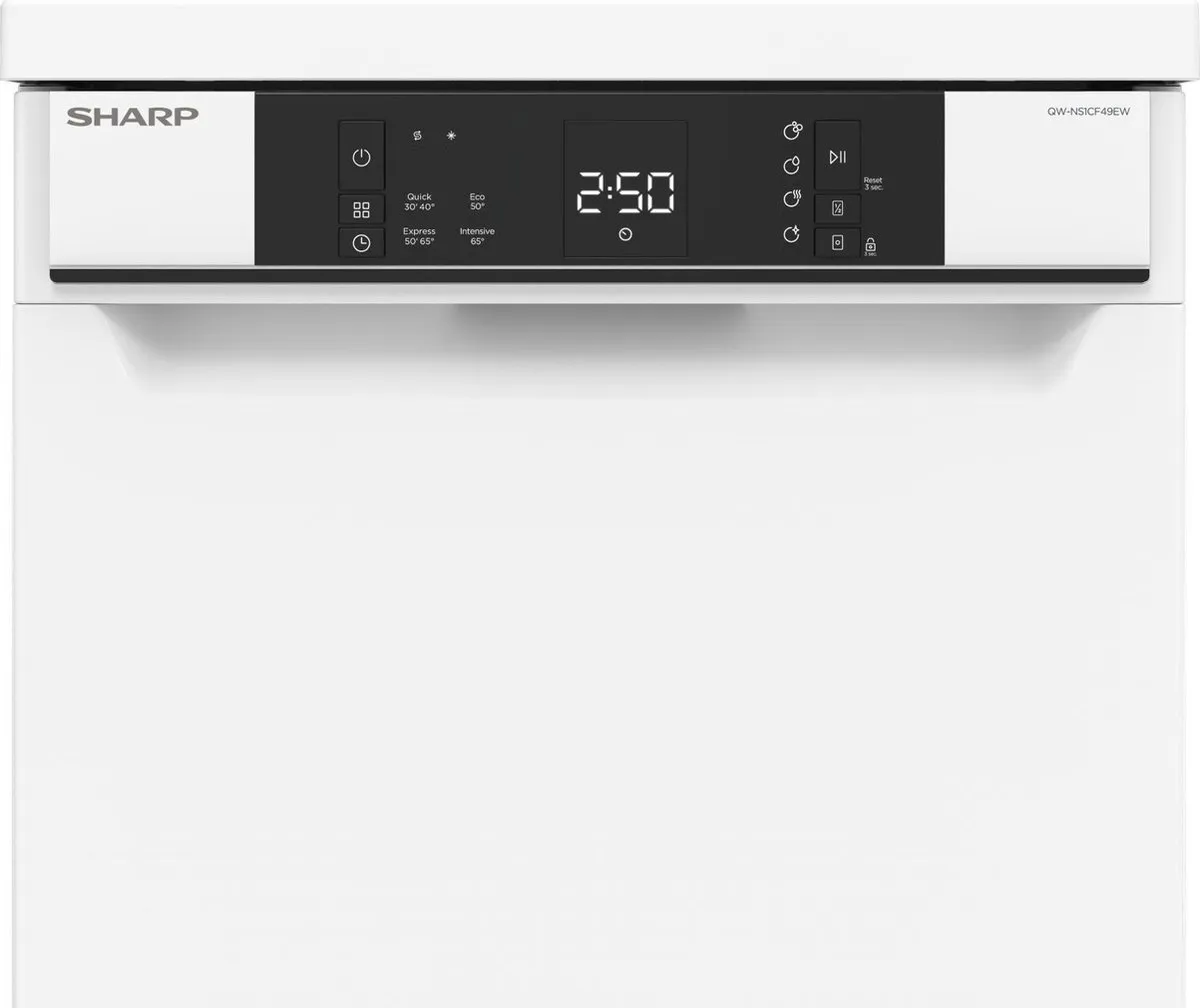 Sharp QWNS1CF49EWEU Vrijstaande Vaatwasser 10 Couverts - Wit