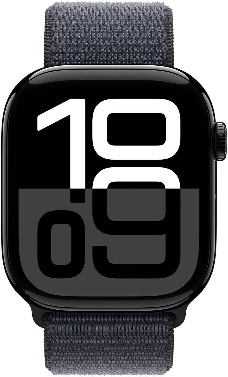 Apple Watch Series 10 - Wifi - 46mm - Zwarte Aluminium Case met Ink Geweven Sportbandje