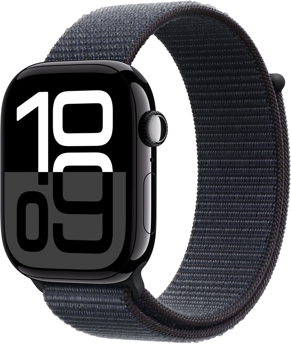 Apple Watch Series 10 - Wifi - 46mm - Zwarte Aluminium Case met Ink Geweven Sportbandje