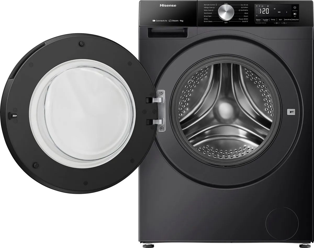 Hisense 3S Serie WF3S9043BB3 Wasmachine 9kg - Zwart - afbeelding 6 van 6