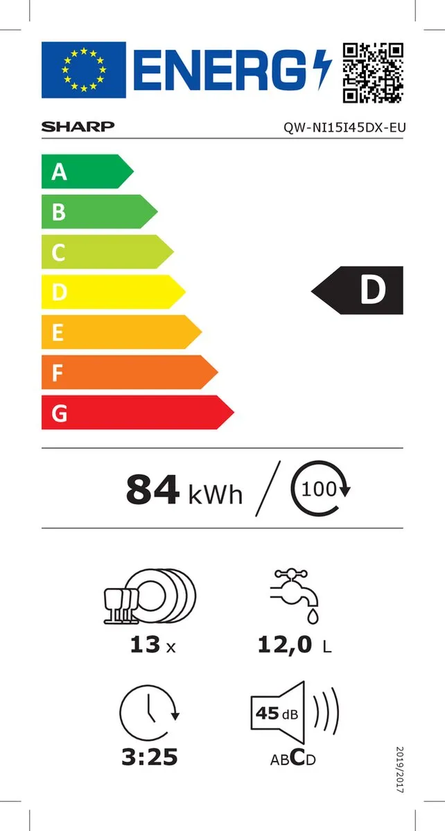 Sharp QWNI15I45DXEU Vaatwasser - 13 Couverts