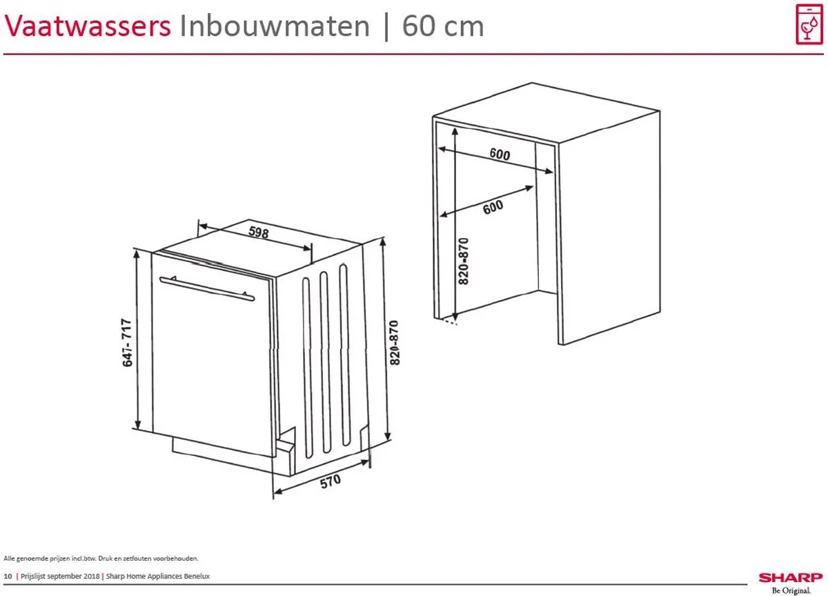 Sharp QWNI15I45DXEU Vaatwasser - 13 Couverts