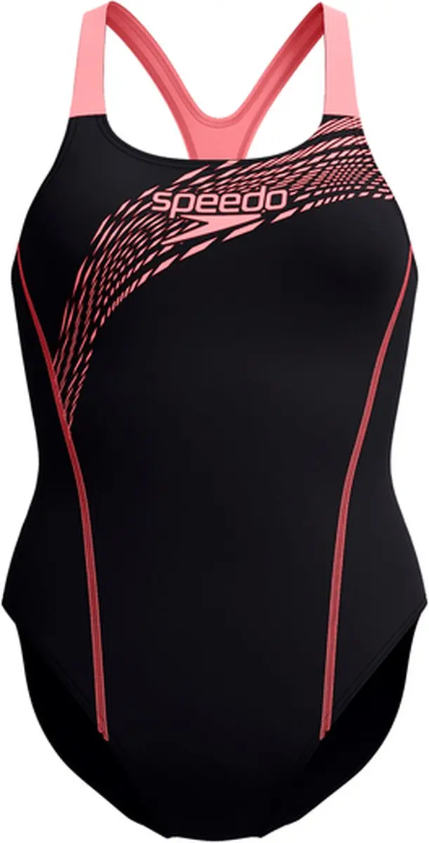 Speedo Medley Logo 1-Piece Dames Sportbadpak - Zwart/Oranje