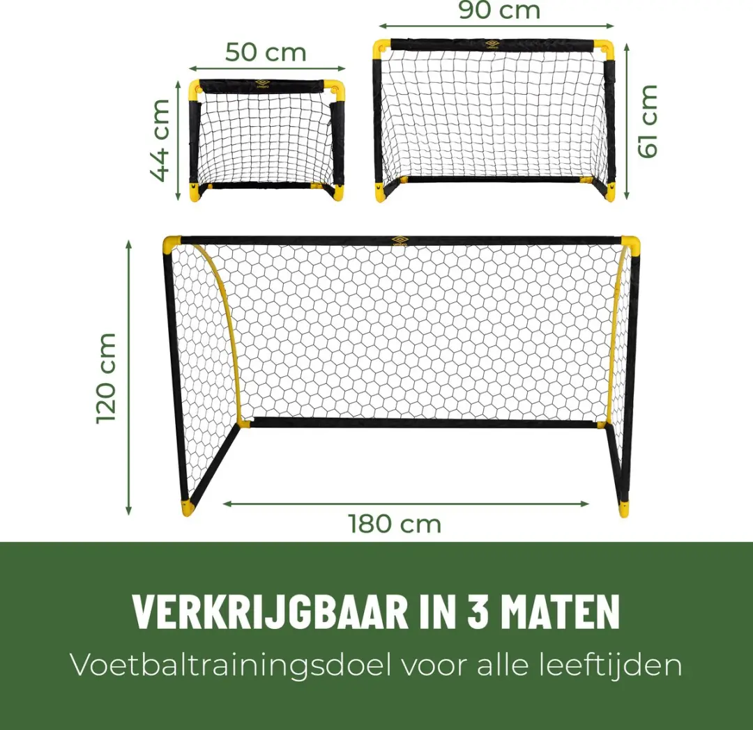 Umbro Voetbaldoel 180x91x120cm - Opvouwbaar - Zwart/Geel